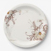 花背景ミニマルエレガントリスト ペーパープレート (正面)