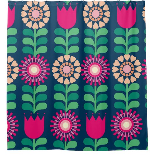 花背景、ヴィンテージ芸術的イラストレーション。 シャワーカーテン (正面)