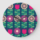 花背景、ヴィンテージ芸術的イラストレーション。 ラージ壁時計 (正面)