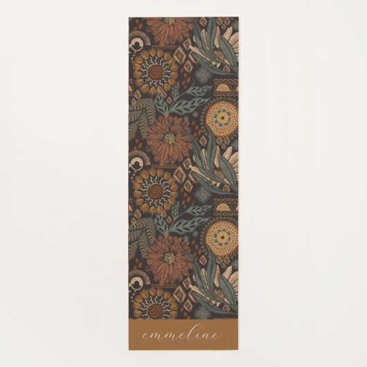 花自然柄パーソナライズされた ヨガマット (裏面)