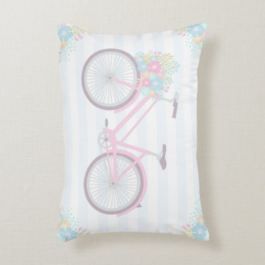 花自転車かわいいパステルコージーピロー アクセントクッション (正面(垂直))