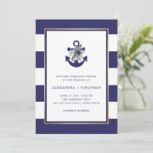 花航海の類 |ネイビーブルーストライプフローラ結婚ズ 招待状 (スタンド正面)