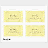 花色の淡黄色 長方形シール (シート)