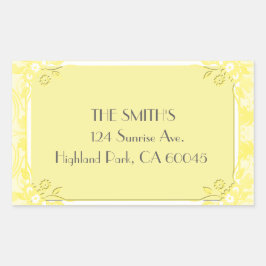 花色の淡黄色 長方形シール