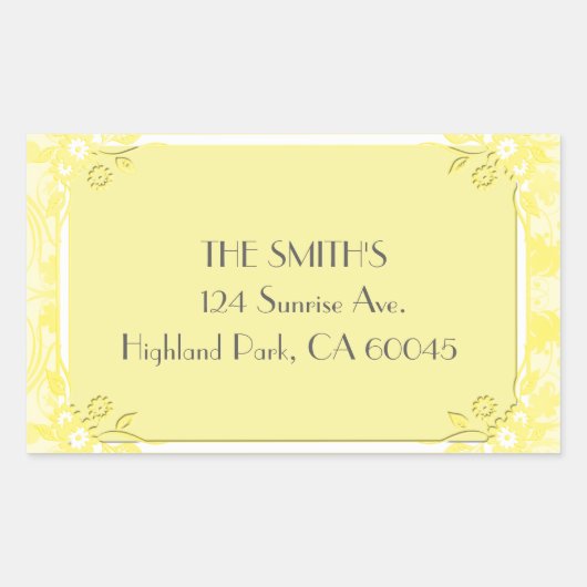 花色の淡黄色 長方形シール (正面)
