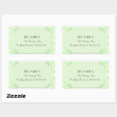 花色の薄緑 長方形シール (シート)