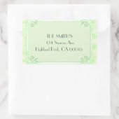 花色の薄緑 長方形シール (バッグ)