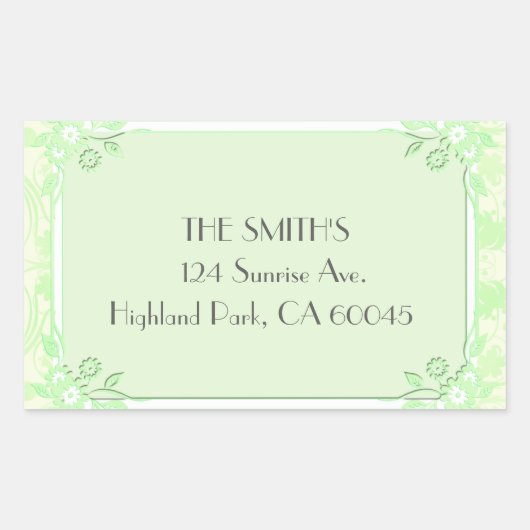 花色の薄緑 長方形シール (正面)