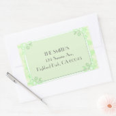 花色の薄緑 長方形シール (封筒)