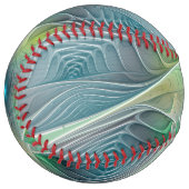 花色ファンタジーモダン青緑フラクタルフラワー ソフトボール (正面左)