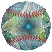 花色ファンタジーモダン青緑フラクタルフラワー ソフトボール (裏面)