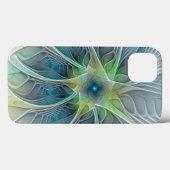 花色ファンタジーモダン青緑フラクタルフラワー Case-Mate iPhoneケース (裏面 (横))
