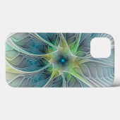 花色ファンタジーモダン青緑フラクタルフラワー Case-Mate iPhoneケース (裏面 (横))