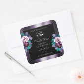花色フローラ紫ブラック製品ラベルのロゴ スクエアシール (封筒)