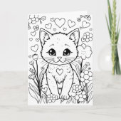 花色ページの猫 | バースデー カード (正面)