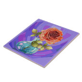 花色彩の鮮やかと花瓶のピンクのバラ タイル (側面)