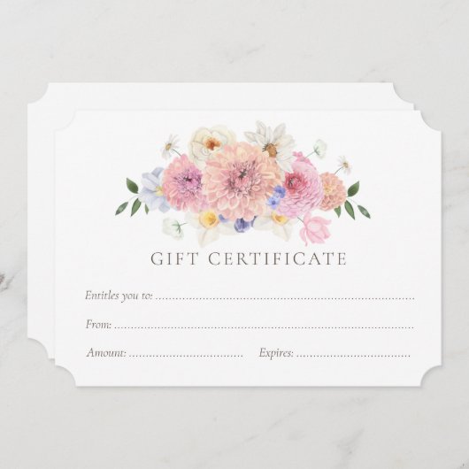 花色彩の鮮やか店ギフト券テンプレート (正面/裏面)