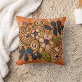 花色彩の鮮やか柄アクセント枕 クッション (ブランケット)