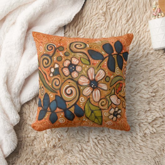 花色彩の鮮やか柄アクセント枕 クッション (ブランケット)