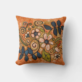 花色彩の鮮やか柄アクセント枕 クッション