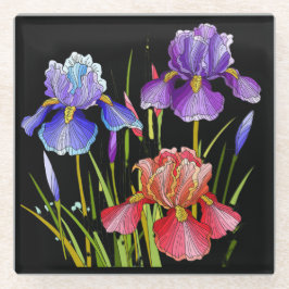 花色彩の鮮やか、カラフル虹彩 ガラスコースター