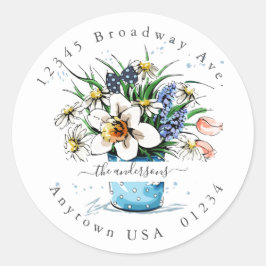 花色彩の鮮やか;差出人住所封筒用シール ラウンドシール