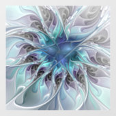 花色抽象芸術モダンフラクタル花と青 ウィンドウサイン (シート)