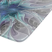花色抽象芸術モダンフラクタル花と青 カッティングボード (角)