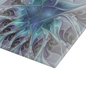 花色抽象芸術モダンフラクタル花と青 カッティングボード (角)