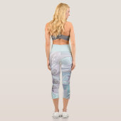 花色抽象芸術モダンフラクタル花と青 カプリレギンス (裏面)