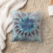 花色抽象芸術モダンフラクタル花と青 クッション (ブランケット)