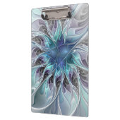 花色抽象芸術モダンフラクタル花と青 クリップボード (左)