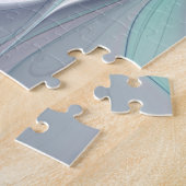 花色抽象芸術モダンフラクタル花と青 ジグソーパズル (側面)