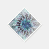花色抽象芸術モダンフラクタル花と青 スタンダードカクテルナプキン (角)