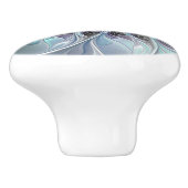 花色抽象芸術モダンフラクタル花と青 セラミックノブ (側面)