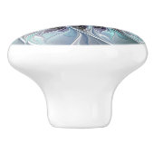 花色抽象芸術モダンフラクタル花と青 セラミックノブ (側面)