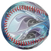 花色抽象芸術モダンフラクタル花と青 ソフトボール (正面左)