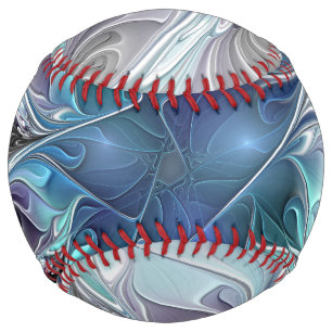 花色抽象芸術モダンフラクタル花と青 ソフトボール