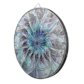 花色抽象芸術モダンフラクタル花と青 ダーツボード (正面右)
