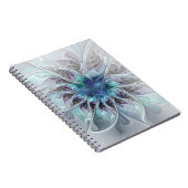 花色抽象芸術モダンフラクタル花と青 ノートブック (右側)