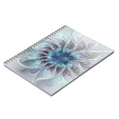 花色抽象芸術モダンフラクタル花と青 ノートブック (左側)