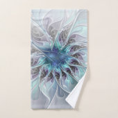 花色抽象芸術モダンフラクタル花と青 バスタオルセット (ハンドタオル)