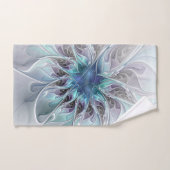 花色抽象芸術モダンフラクタル花と青 バスタオルセット (ハンドタオル)