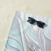 花色抽象芸術モダンフラクタル花と青 ビーチタオル (インサイチュ)