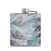 花色抽象芸術モダンフラクタル花と青 フラスク (裏面)