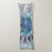 花色抽象芸術モダンフラクタル花と青 ボディピロー (裏面 (縦))