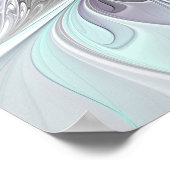 花色抽象芸術モダンフラクタル花と青 ポスター (角)