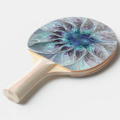 花色抽象芸術モダンフラクタル花と青 卓球ラケット (正面アングル)