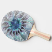 花色抽象芸術モダンフラクタル花と青 卓球ラケット (横)