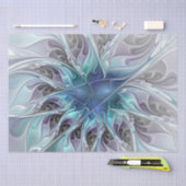 花色抽象芸術モダンフラクタル花と青 薄葉紙 (クラフト)
